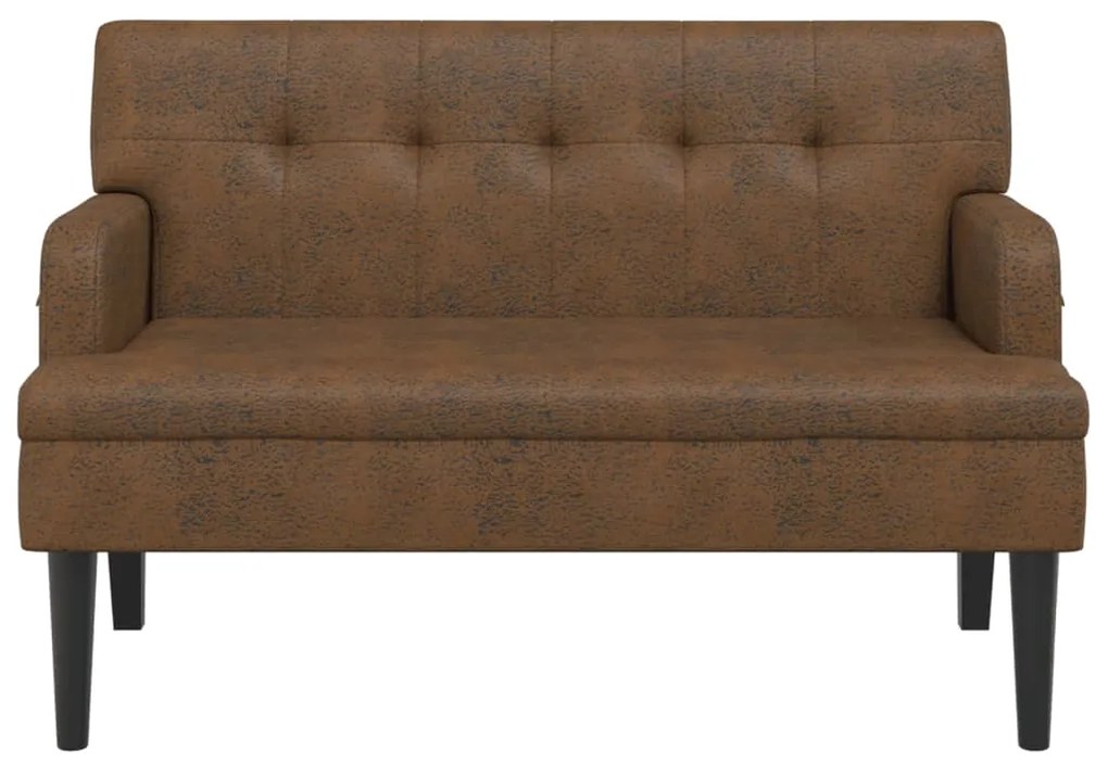 Banco com encosto 112x65,5x75 cm camurça castanho