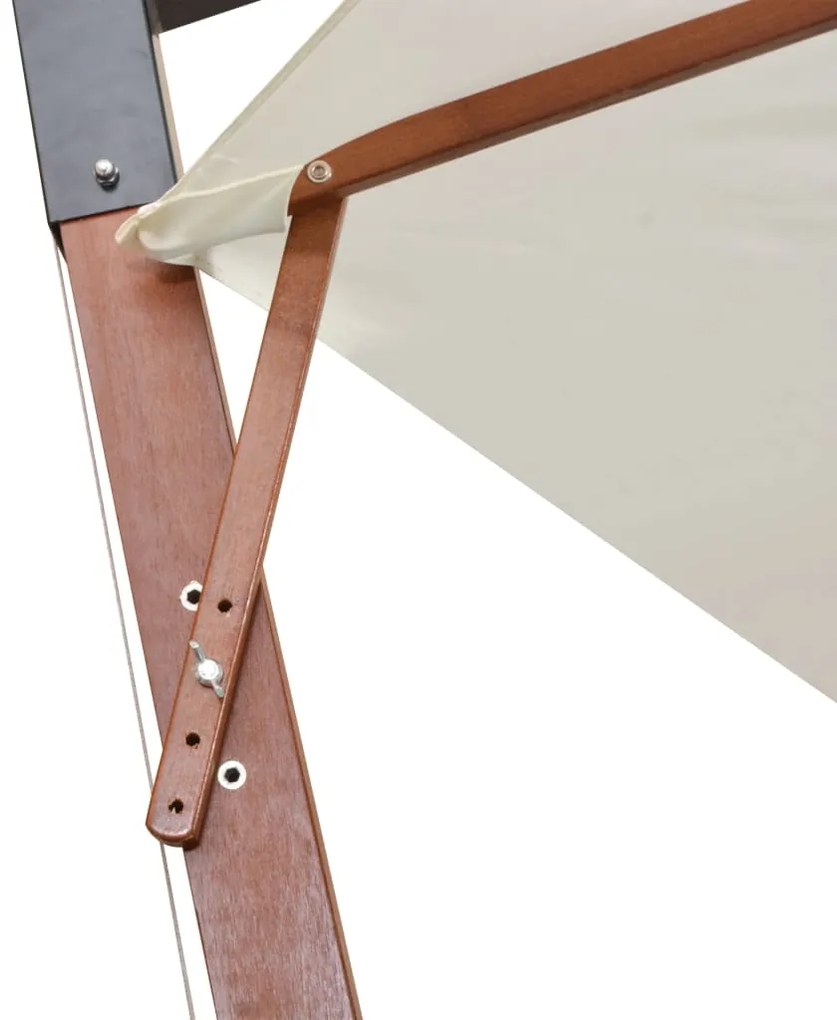 Guarda-sol suspenso com poste de madeira 350 cm branco