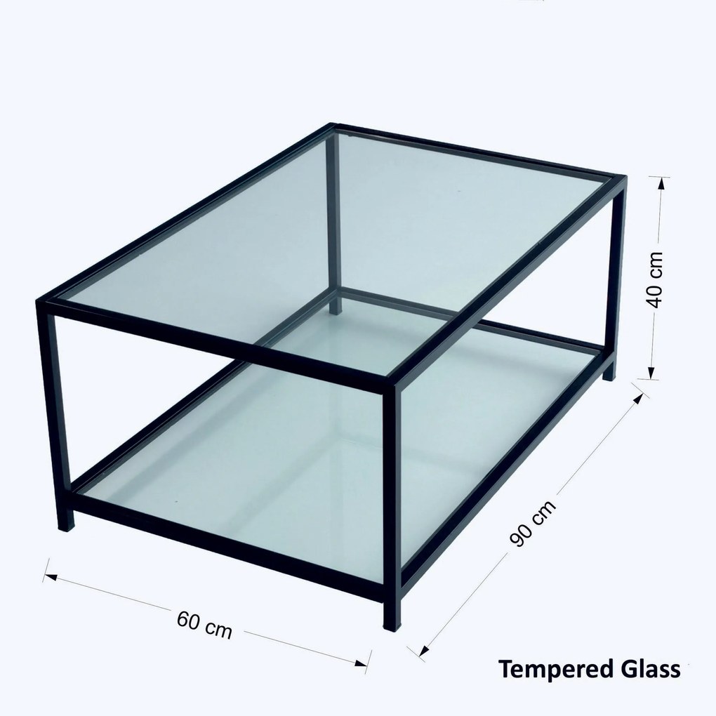Mesa de Café Astro - Preto Fumado - 90x40x60 cm