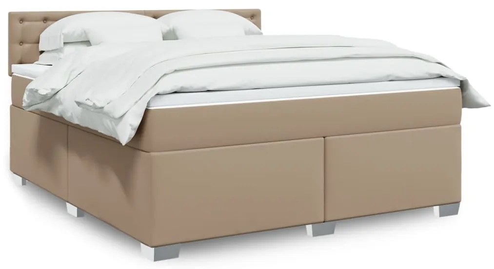 vidaXL Cama com molas/colchão 180x200 cm couro artificial cappuccino