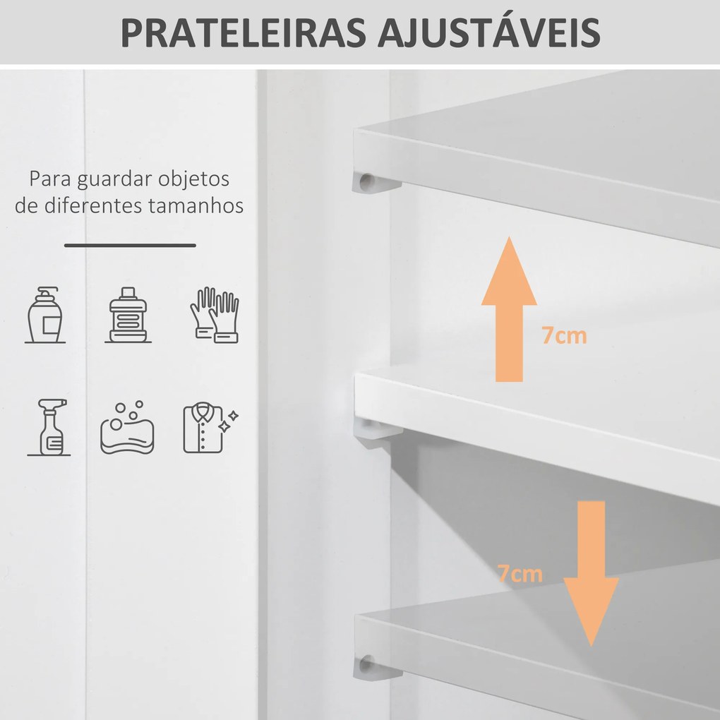 Armário de Casa de Banho com 2 Portas Prateleira Ajustável 2 Gavetas e Compartimento Aberto Móvel Auxiliar de Armazenamento para Sala de Estar Cozinha