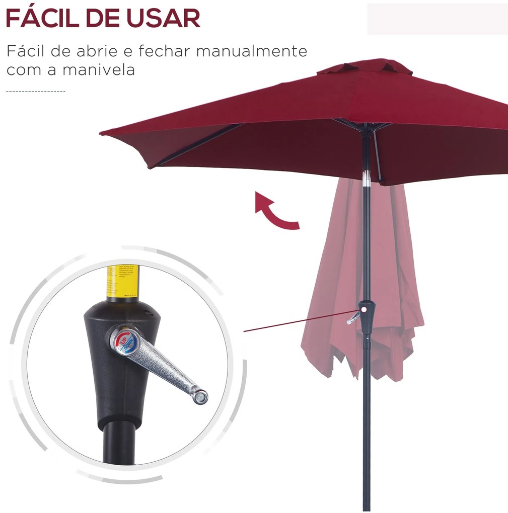 Chapéu de Sol de Jardim Ø270x235cm Chapéu de Sol de Alumínio Reclináve