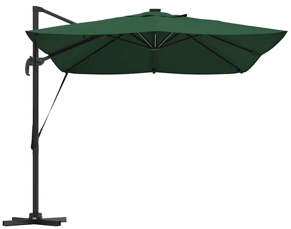 Guarda-Sol Cantilever Roma da com LEDs Verde 352 x 251 x 265 cm em Alu