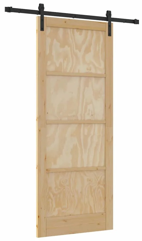 Porta Deslizante vidaXL com Acessórios 86x211 cm Madeira Sólida de Pin