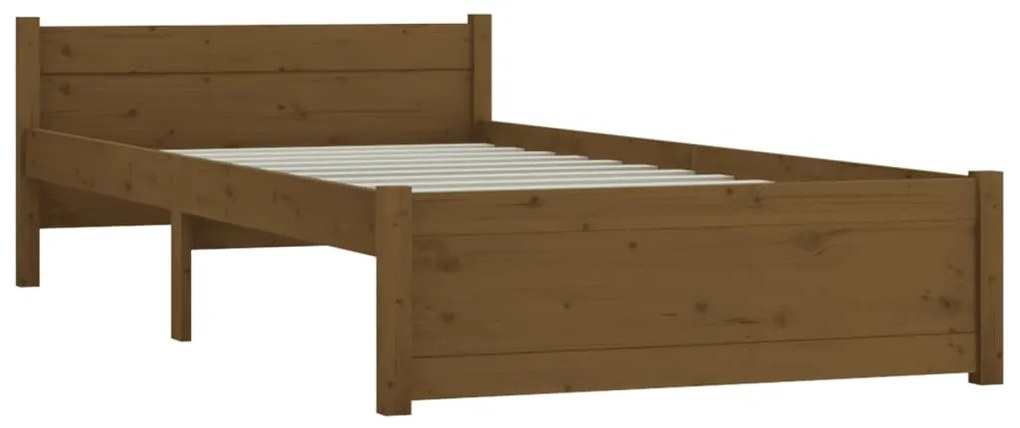 Estrutura de cama solteiro 90x190cm madeira maciça castanho mel