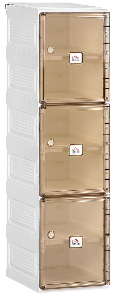 HOMCOM Móvel Sapateiro Dobrável Organizador de Sapatos com 3 Portas Magnéticas 3 Prateleiras para 6 Pares de Sapatos para Entrada Corredor Dormitório 27x34x99cm Branco e Marrom