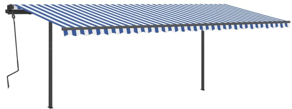 Toldo automático c/ LED e sensor de vento 6x3,5 m azul e branco