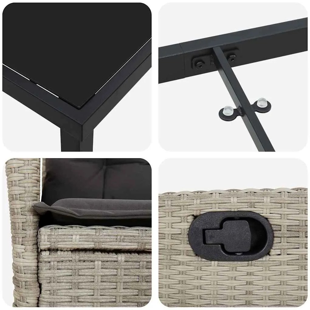 Conjunto de Jantar de Jardim de 5 Peças com Almofadas Cinza Claro em R