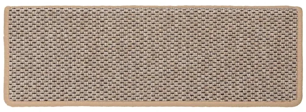 Tapetes escada adesivos aspeto sisal 15pcs 65x21x4cm bege-claro