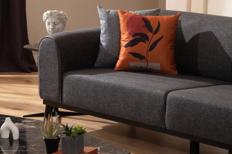 Sofá-Cama de 3 Lugares Kapri – Antracite – 220x84x77 cm