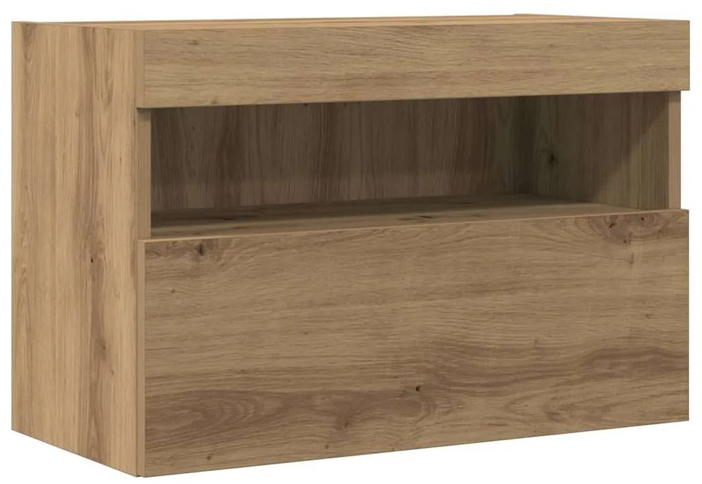 Armário de TV vidaXL com Luzes LED Carvalho Artisan 60x30x40 cm