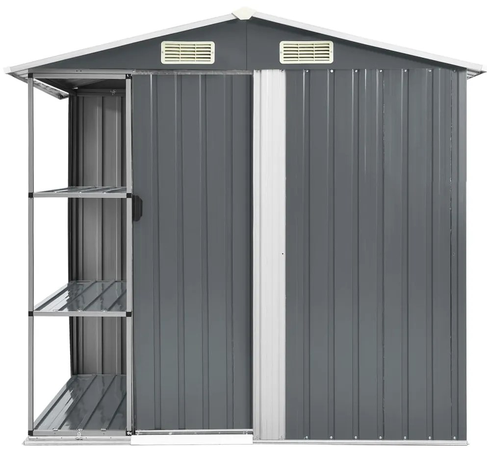 Abrigo de jardim c/ prateleiras 205x130x183 cm ferro cinzento