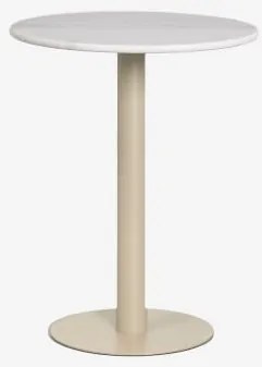 Mesa De Bar Redonda Em Pedra Natural Xiren Ø60 Cm & Beige Tapioca & Mármore Branco Guangxi - Sklum
