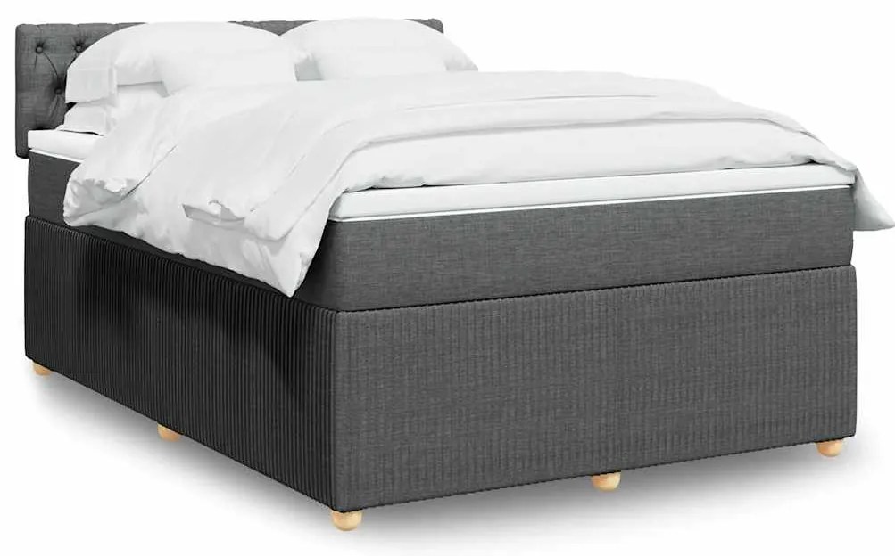 Cama com molas/colchão 140x200 cm tecido cinzento-escuro