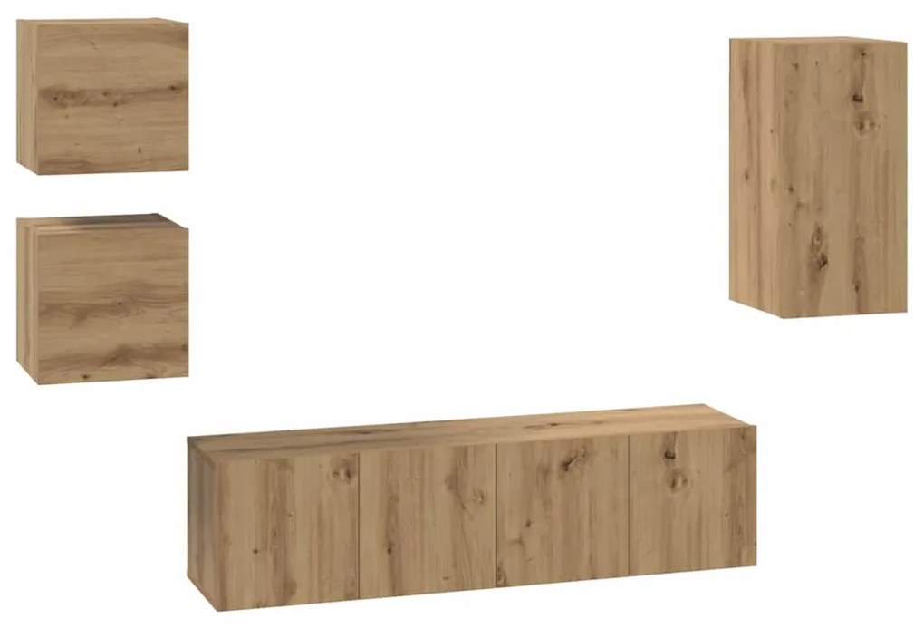 Conjunto de móvel de TV com prateleira 5 pcs carvalho artisiano