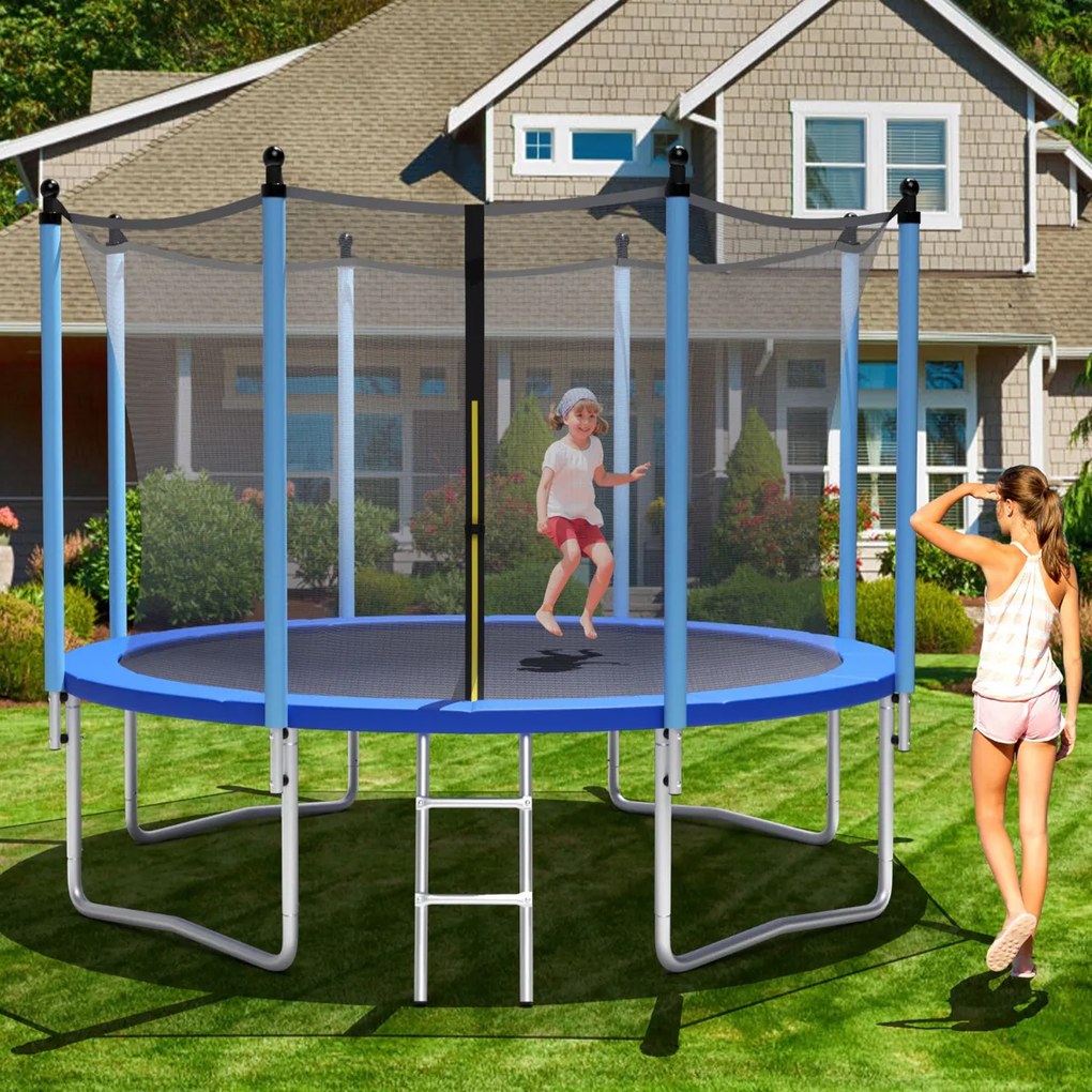 Trampolim exterior 427 cm para crianças e adultos Trampolim com rede de segurança Tubos galvanizados à prova de ferrugem