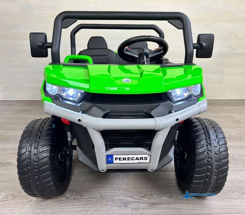 Carro elétrico para crianças Todo terreno Pick-up Racing 24V 2.4G, Rodas Borracha, Assento Couro sintético Verde