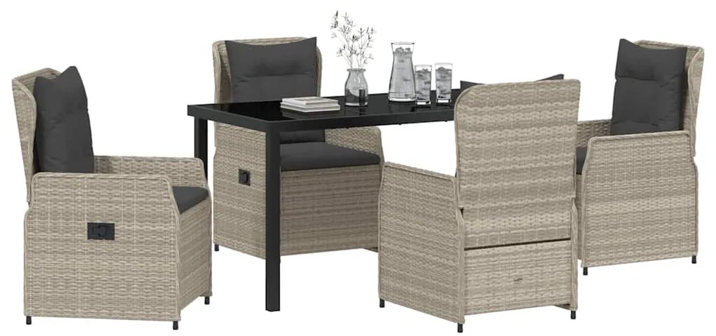 Conjunto de Jantar para o Jardim com 5 Peças Cinza Claro em Rattan Sin