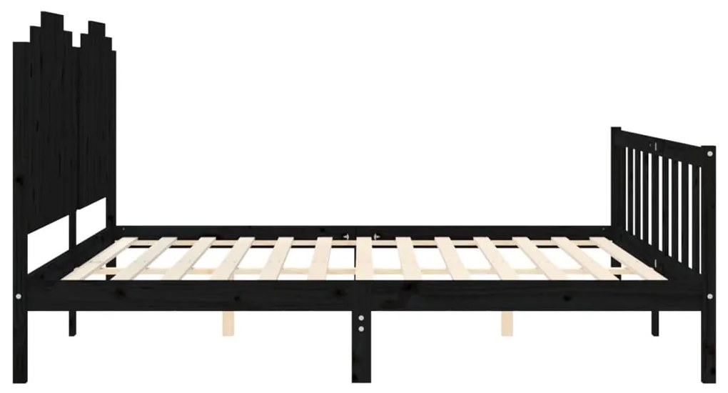 Estrutura de cama com cabeceira 200x200 cm madeira maciça preto