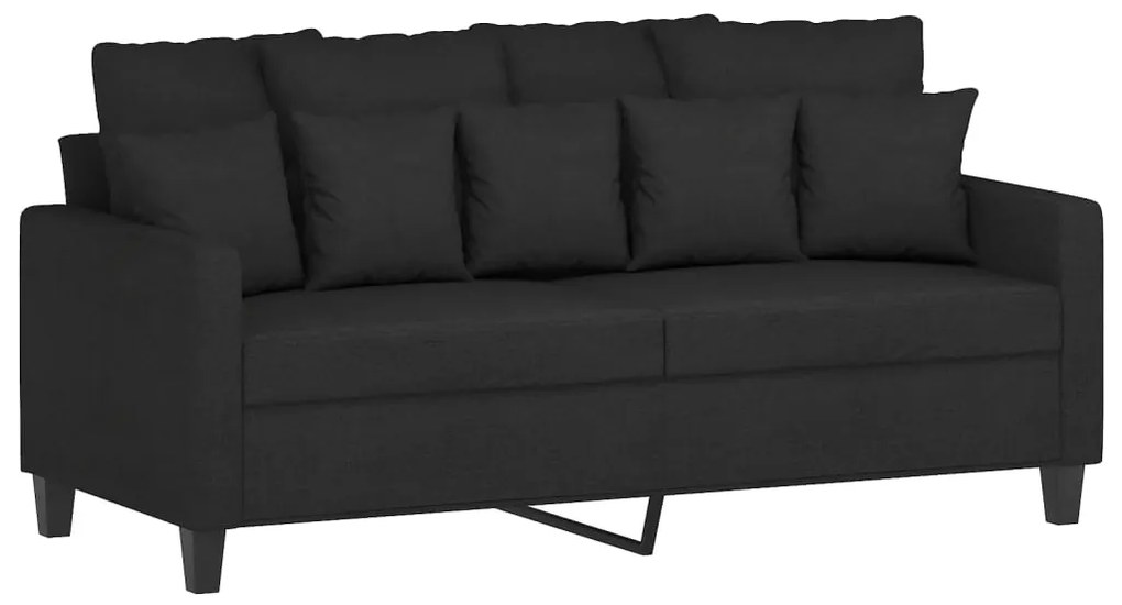2 pcs conjunto de sofás com almofadões tecido preto