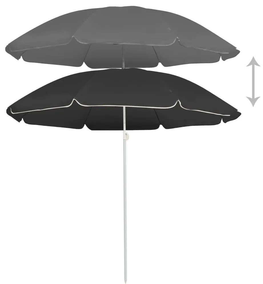 Guarda-sol de jardim com poste de aço 180 cm antracite
