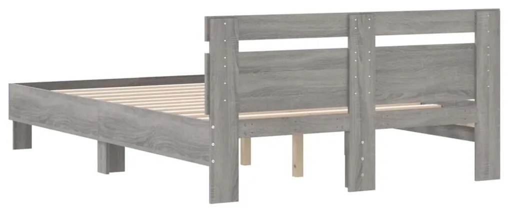 Estrutura de cama c/ cabeceira derivados madeira cinza sonoma