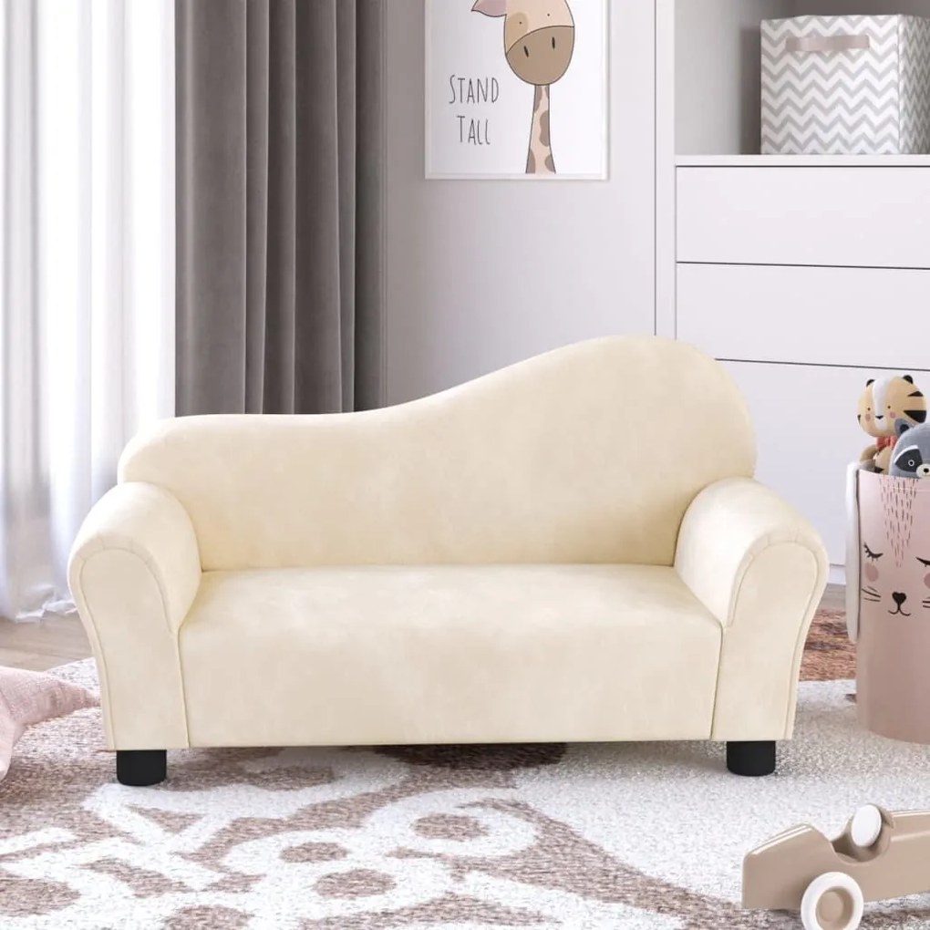 vidaXL Sofá infantil veludo creme
