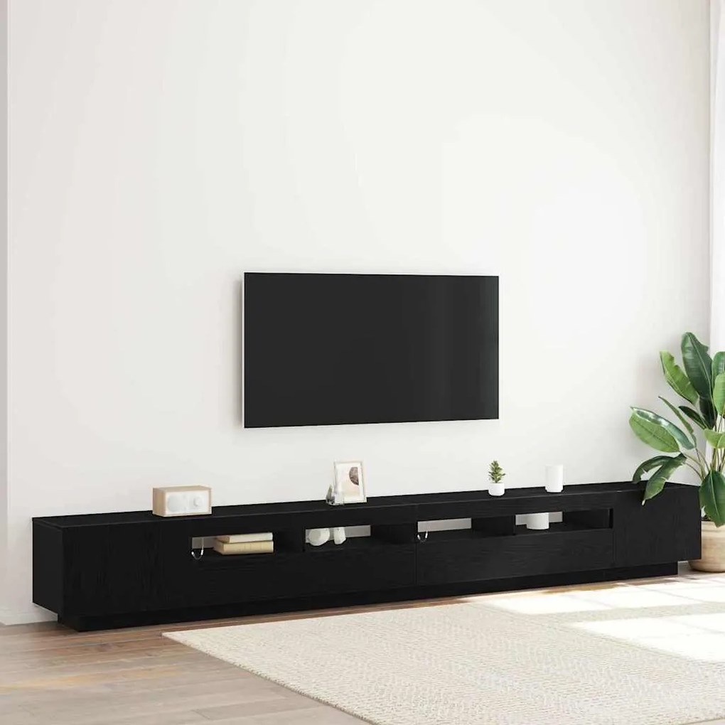 Estante de TV vidaXL com luzes LED Carvalho Preto 300x35x40 cm em made