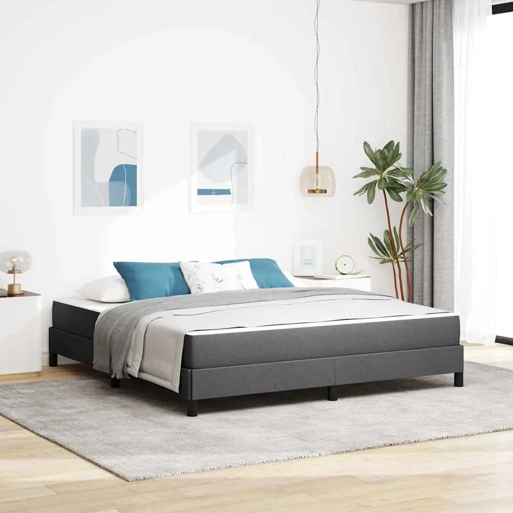 vidaXL Cama Box com colchão Cinzento escuro 180 x 200 cm tecido