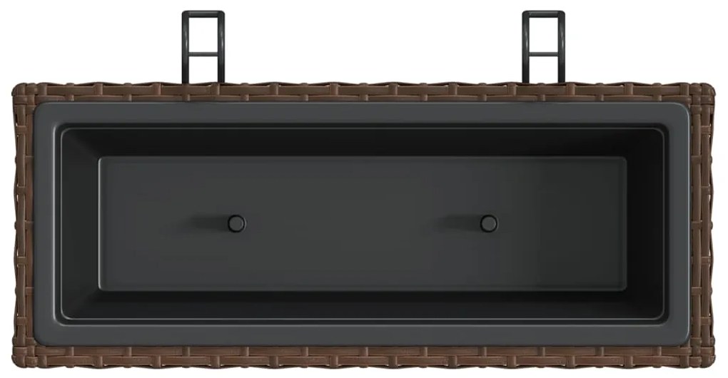 Canteiros com ganchos 2 pcs vime PE castanho