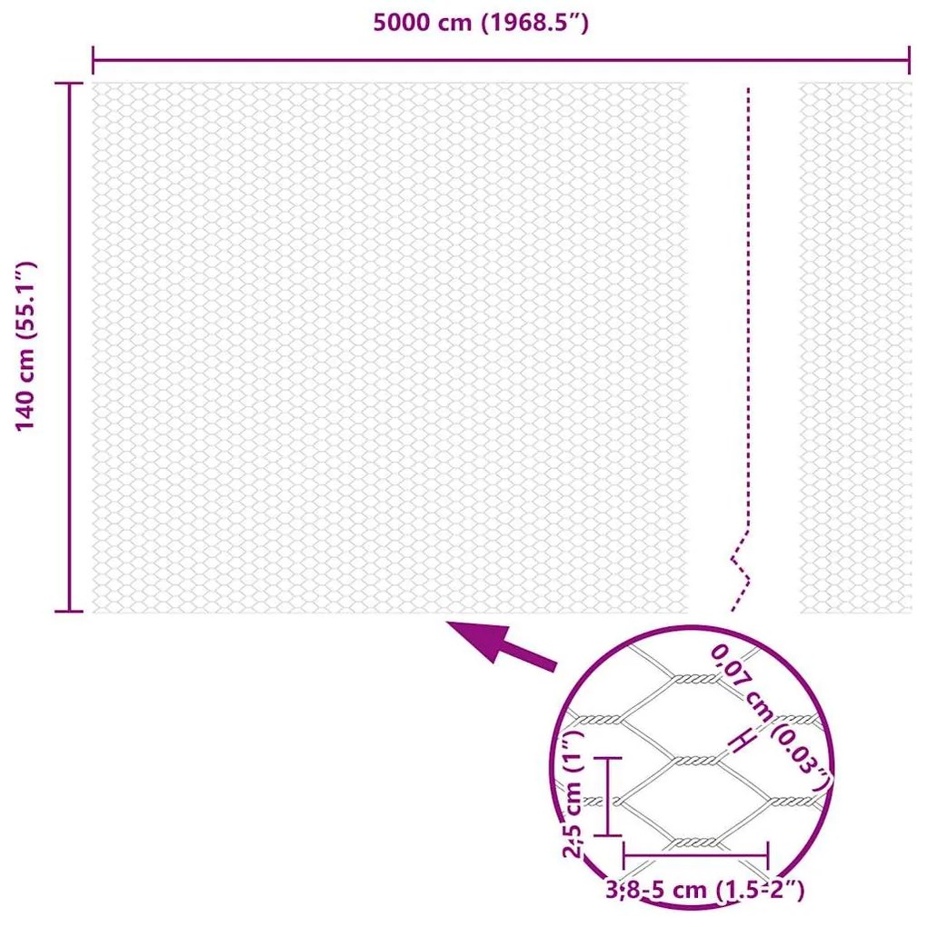Cerca Hexagonal Cinza 1,4x50 m Aço