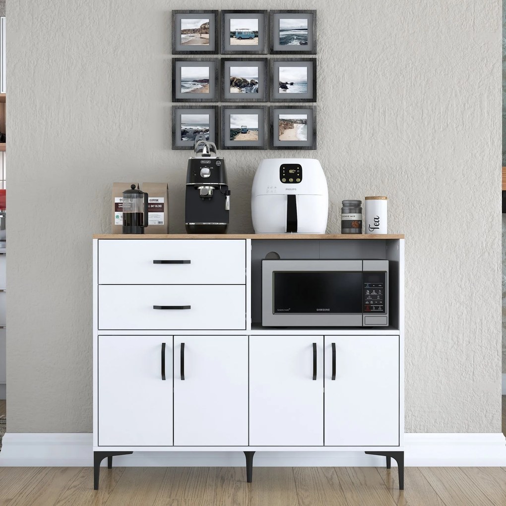 Armário Multiusos JE166 – Branco Nogal – 120x98,6x40 cm