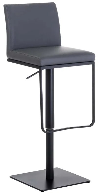 Banco de bar Panama em couro sintético e com estrutura preta 42 x 86-109 x 44 cm Cinzento