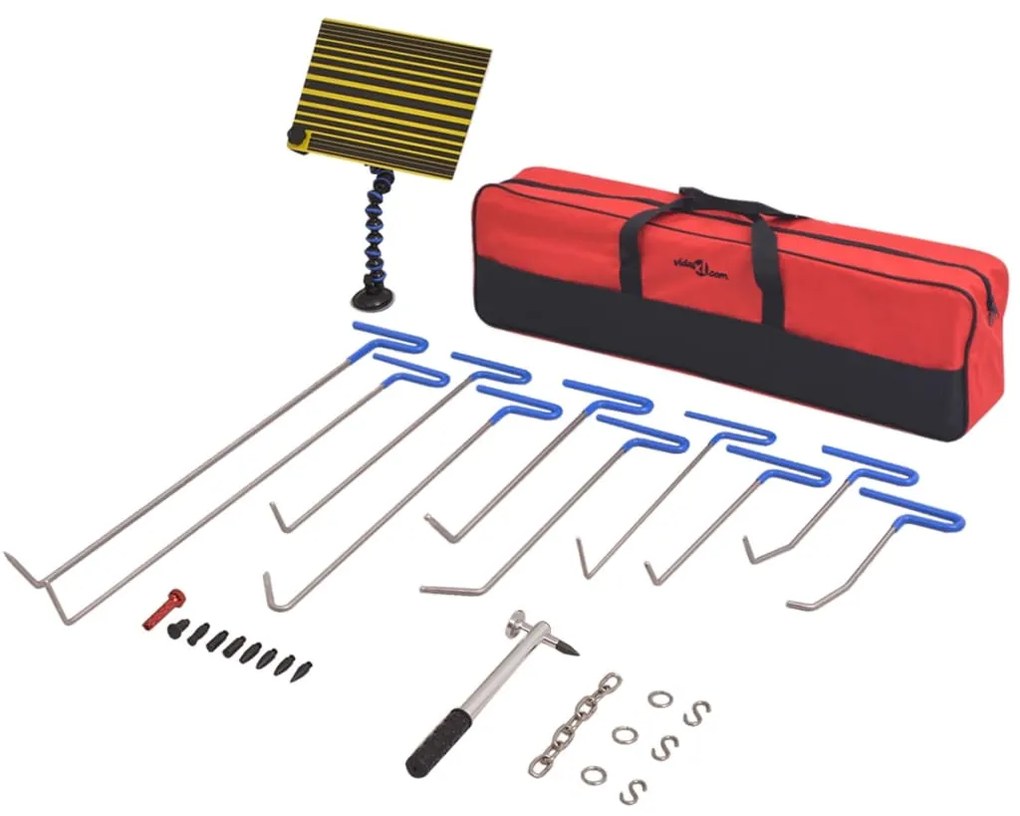 vidaXL Conjunto reparação de mossas s/ repintura 28 pcs aço inoxidável