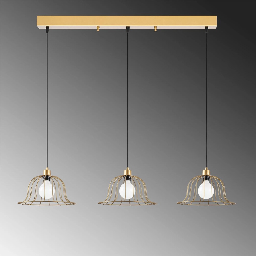 Candeeiro de Teto Boey – Dourado Brilhante – 144 x 35 x 121 cm