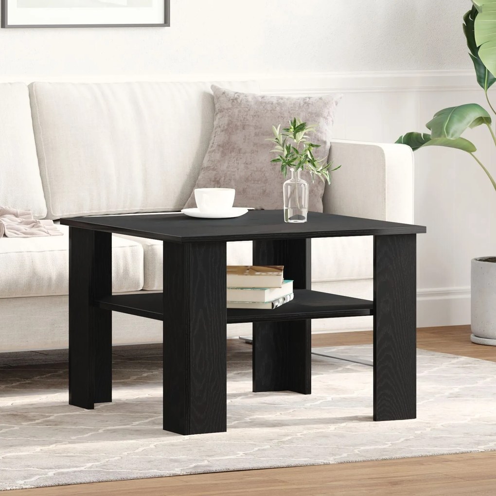 Mesa de Centro vidaXL Preta em Carvalho 60x60x42 cm em Madeira de Enge