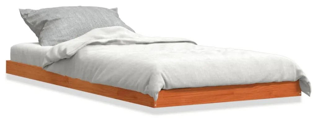 Estrutura de cama 90x200 cm madeira pinho maciça castanho cera