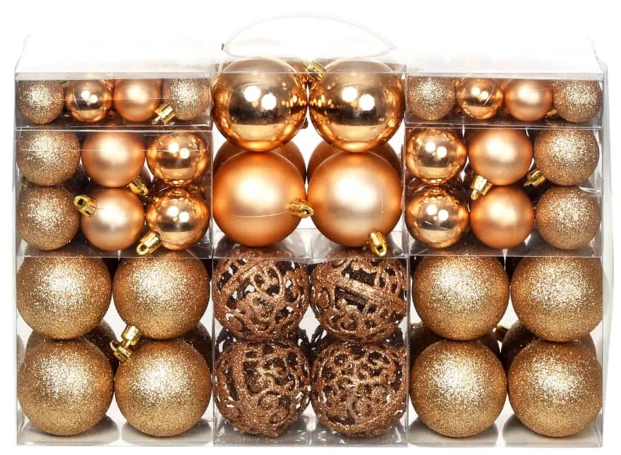 Conjunto de bolas de natal 100 pcs 3/4/6 cm rosa/dourado