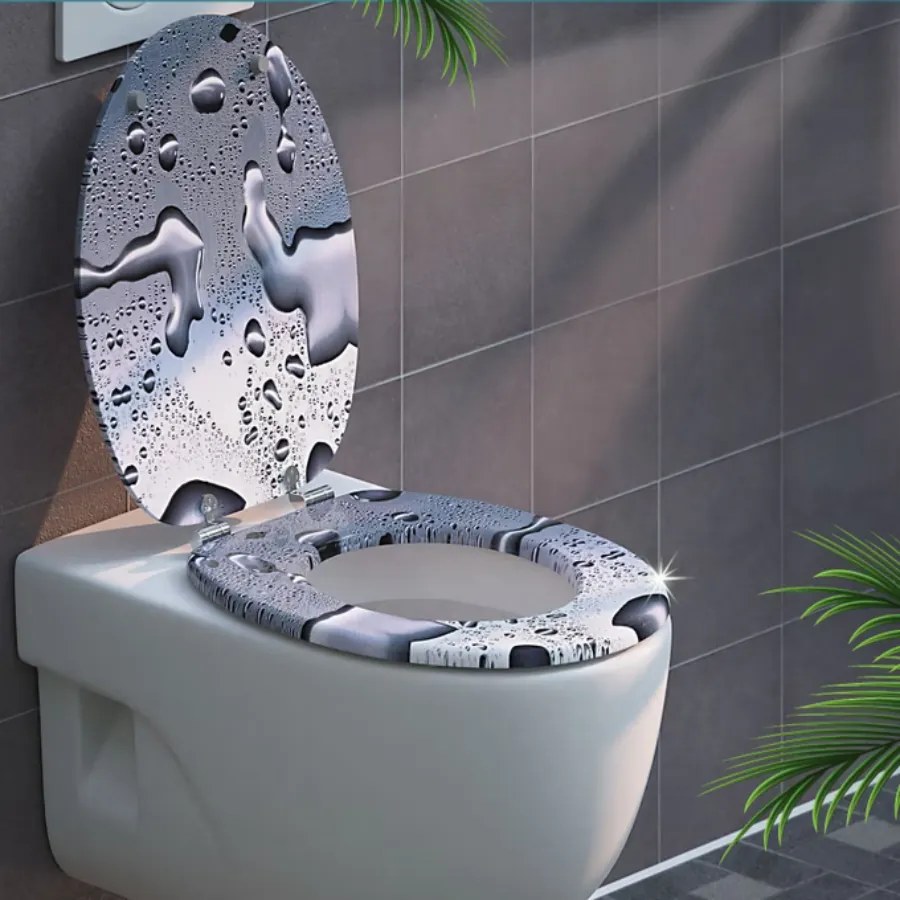 Assento sanitário Waterdrops com descida automática 45,7 x 38 cm Cinzento + Antracite
