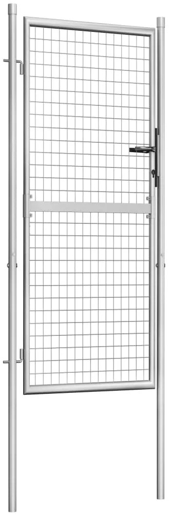 Portão de jardim em aço galvanizado 105x225 cm prateado