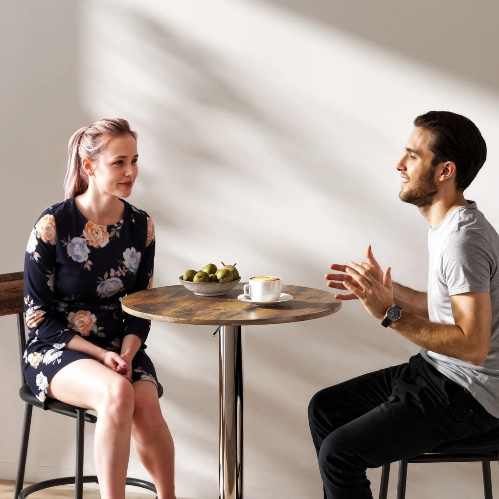 Mesa de bar alta, altura ajustável de 67 a 93 cm (BANCOS NÃO INCLUIDOS), tampo giratório a 360°, castanho