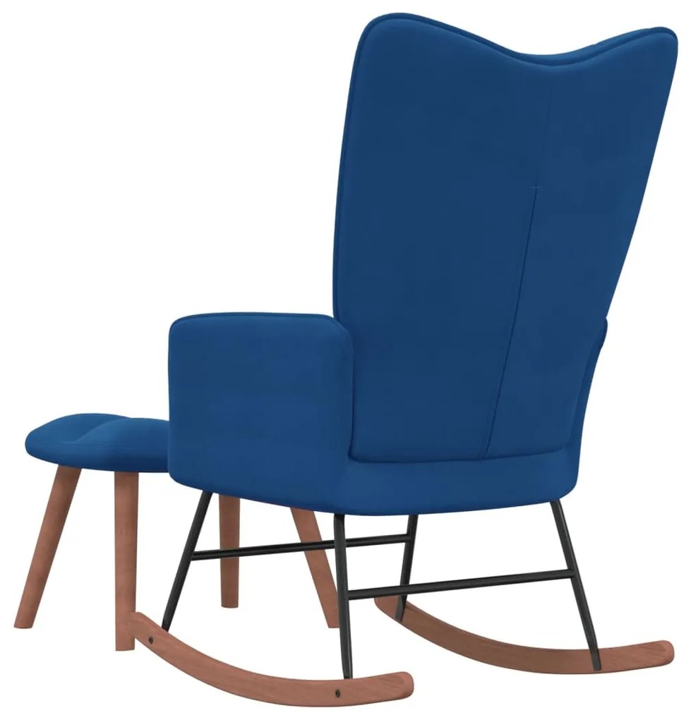 Cadeira de baloiço com banco veludo azul