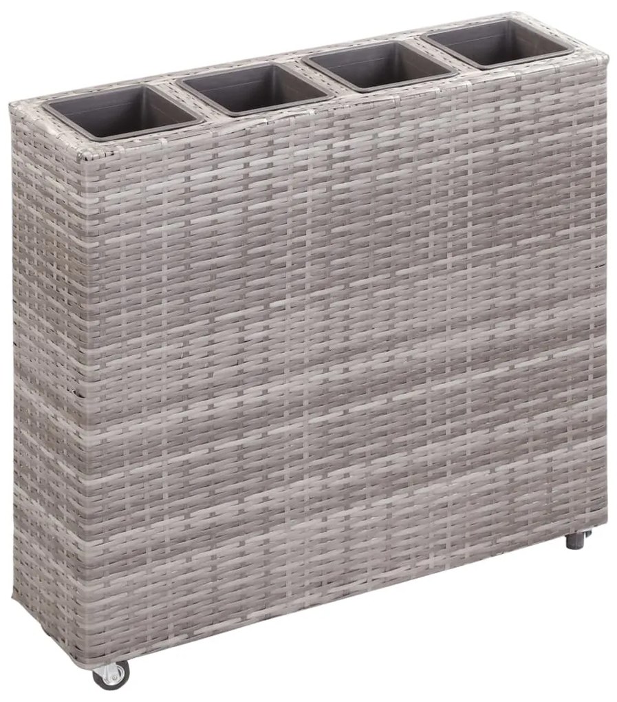 vidaXL Floreira com 4 vasos 80x22x79 cm vime PE cinzento