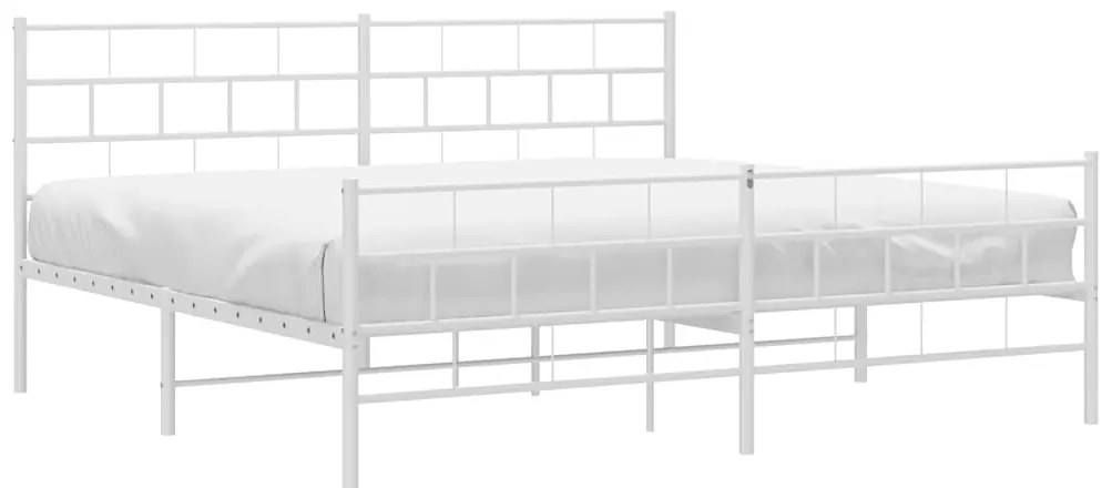 Estrutura de cama com cabeceira e pés 183x213 cm metal branco