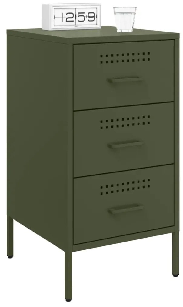 Mesa de cabeceira 36x39x68 cm aço verde-azeitona