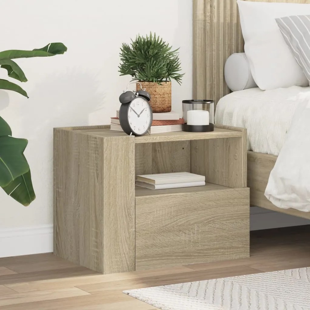 vidaXL Mesa de cabeceira de parede 45x30x35 cm carvalho sonoma