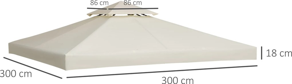 Toldo de Substituição 3x3m para Pérgolas (ESTRUTURA NÃO INCLUIDA) Toldo de Substituição de Pérgolas de Jardim Creme