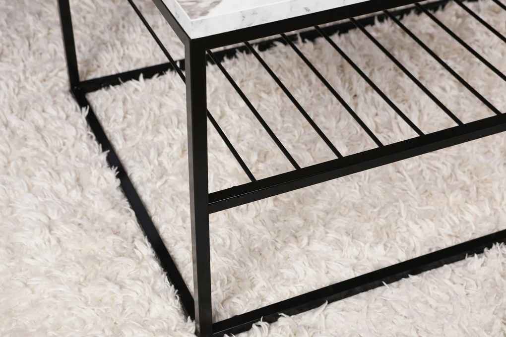 Mesa de Centro Asude – Branco e Preto – 95x42x55 cm