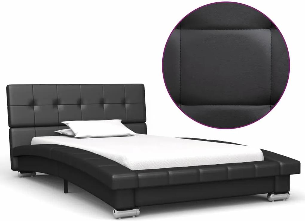 Estrutura de cama 200x90 cm couro artificial preto