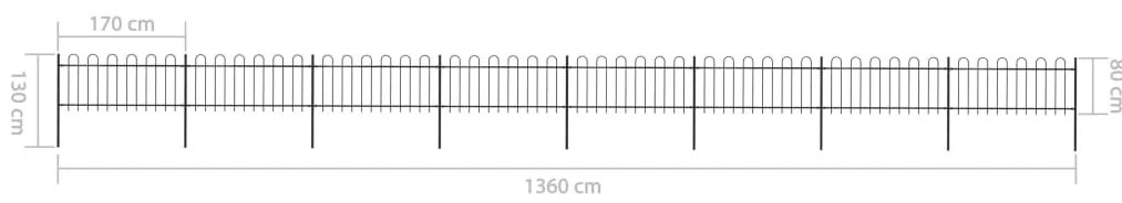 Cerca jardim com topo em aros 13,6x0,8 m aço preto